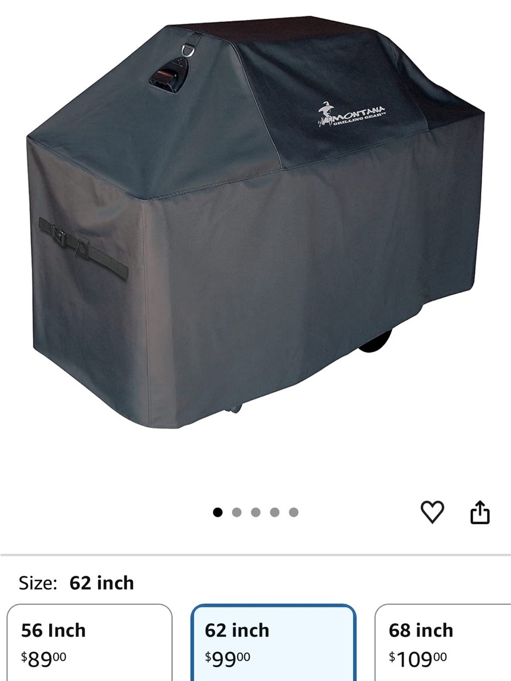 MONTANA GRILLING GEAR Premium 62" Heavy-Duty Grill Cover Black GUC